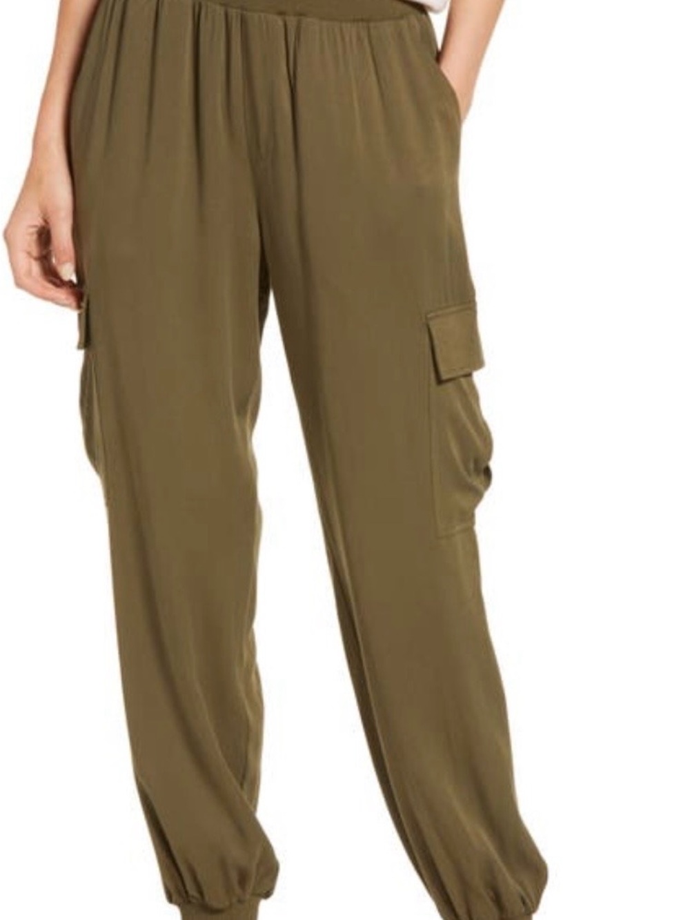 C&C California Olive Wide-Waist Cargo Joggers